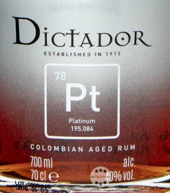 Dictador Platinum Rum -Getränke Geschäft dictador pt platinum rum 07 liter 5