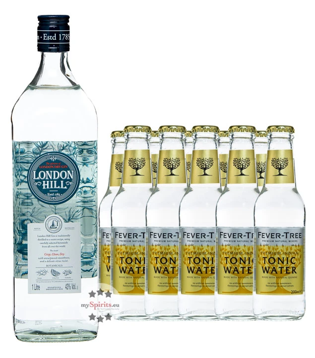 London Hill Dry Gin & 10 X Fever-Tree Indian Tonic Water 3 London Hill Dry Gin & 10 X Fever-Tree Indian Tonic Water