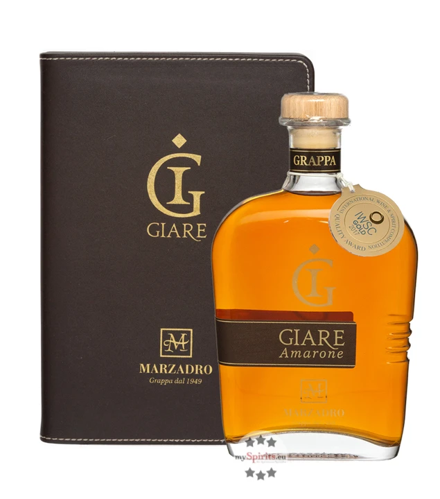 Marzadro Grappa Giare Amarone In Kunstleder-Box 3 Marzadro Grappa Giare Amarone In Kunstleder-Box
