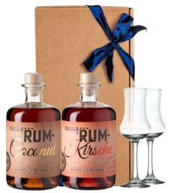 Prinz Geschenk-Set Rum Coconut Likör Mit Inländerrum & Rum Kirsche Likör Mit Inländerrum + 2 X Kelch-Glas