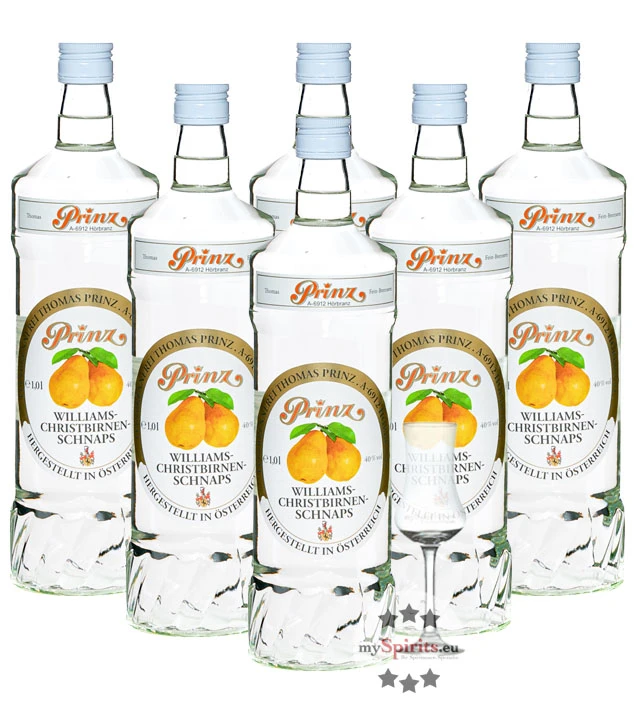 6 X Prinz Williams-Birnen Schnaps + Gratis Schnapskelch 3 6 X Prinz Williams-Birnen Schnaps + Gratis Schnapskelch